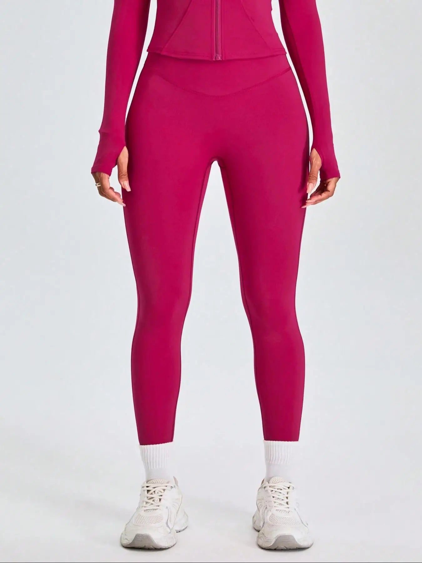 Fitfemme Two-Piece Sports Set - Zip Mock Neck Jacket & Leggings