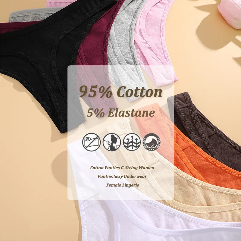3Pcs/Set Seamless Thong Cotton Women Thin Strap Low Waist High Flexibility Panty Sexy Underwear Ladies Briefs T-back Soft Women