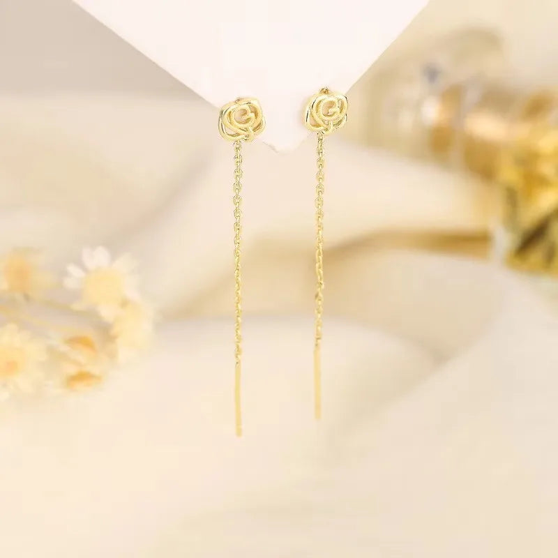 French Luxury Sweet Romantic Long Zircon Tassel Twisted Earrings for Women Temperament Wedding  Banquet Jewelry Gift