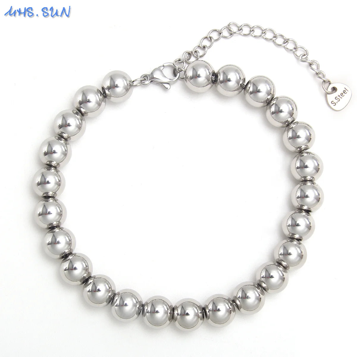 MHS.SUN Waterproof Smooth Beads Bracelet Adjustable Gold Silver Color Stainless Steel Round Balls Bracelets Unisex Party Jewelry
