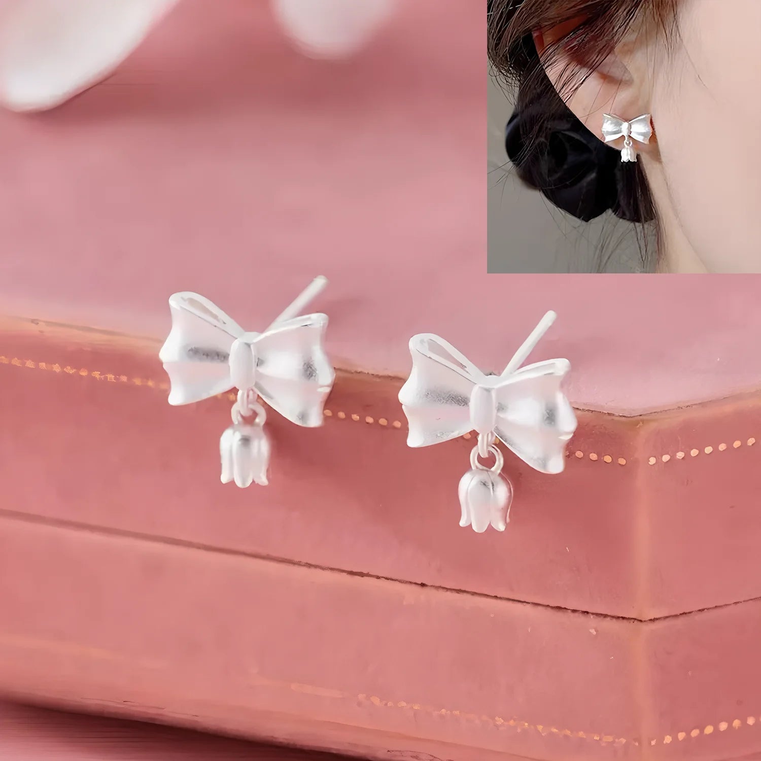 VENTFILLE 925 Sterling Silver Bow Knot Ear Clip for Women Girl Ribbon Design Ballet Style Sweet Jewelry Gift Dropshipping