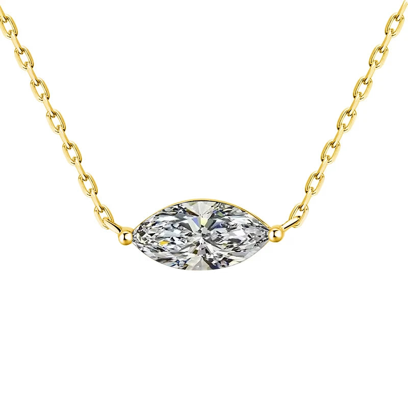 1/2carat Marquise Cut Solitaire Moissanite Diamond Pendant Necklace Gra Certified 925 Silver Plated 18k Gold Neckchain Woman