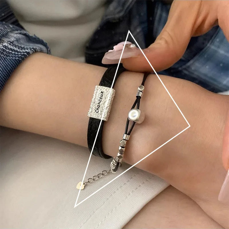 VENTFILLE 925 Sterling Silver Double Layer Pearl Bracelet for Women Girl Design Bead Korean Jewelry Dropshipping