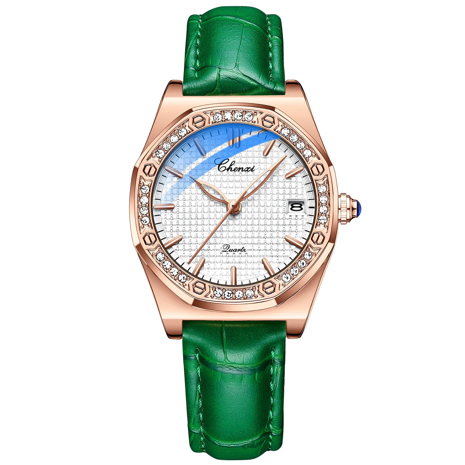 CHENXI Quartz Movement Woman Watch Simple Elegant Luxury Rose Gold Steel and Leather Strap Waterproof Ladies Dress Wristwatch
