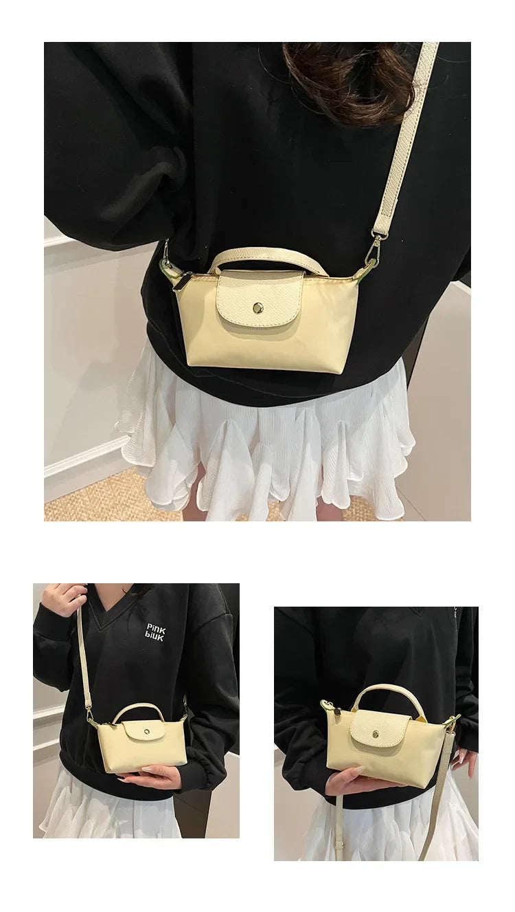 Retro Fashion Nylon Dumpling Bag Women's Crossbody Handbag Soft Polyester Lining Zipper Closure Shoulder Bag Handbag