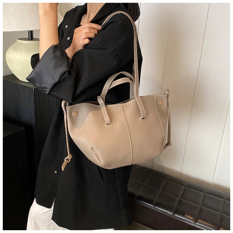 High Quality PU Tote Bags Fashion Solid Hasp Simple Versatile Sense of Luxury Shoulder and Handbags for Women 2024 New Style