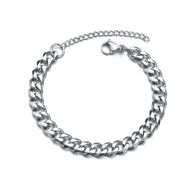 LETAPI Fashion Stainless Steel Curb Cuban Chain Bracelet for Men Women Hip Hop Couple Unisex Wrist Hand Jewelry Gift Party