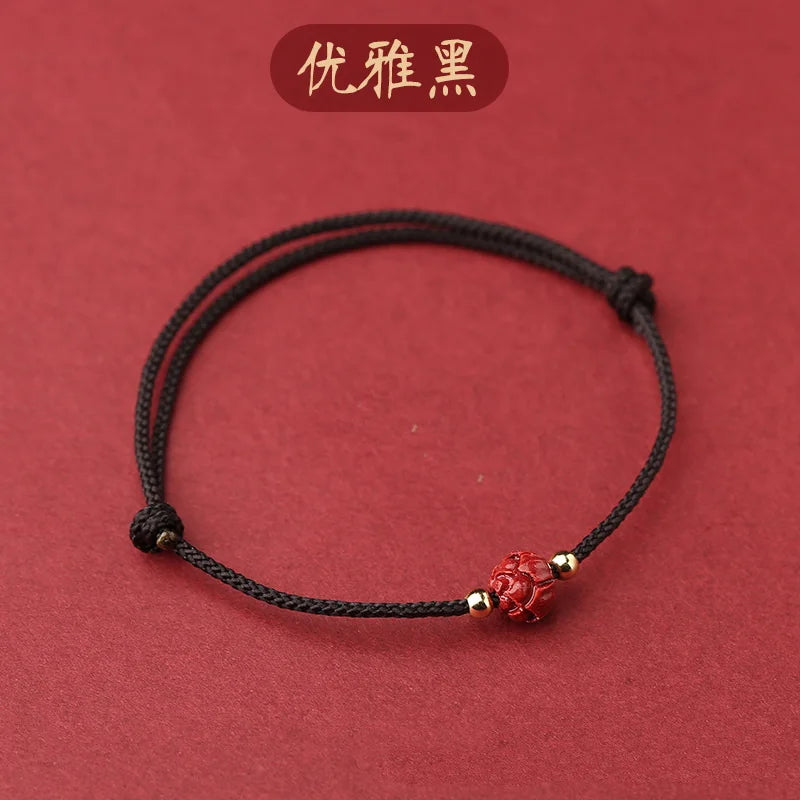 Lucky Red Thread Bracelet Men Women Tibetan Buddhist Lotus Infinity Cinnabar Beads Handmade Braided Rope Bracelets Party Jewelry