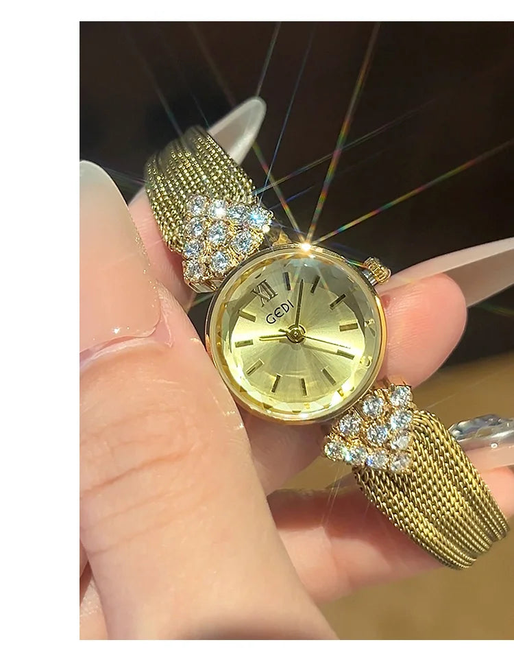 GEDI Luxury Retro High-End Ladies Watches Niche Vintage Quartz Woman Wristwatch Diamond Fashion Casual Watches for Woman