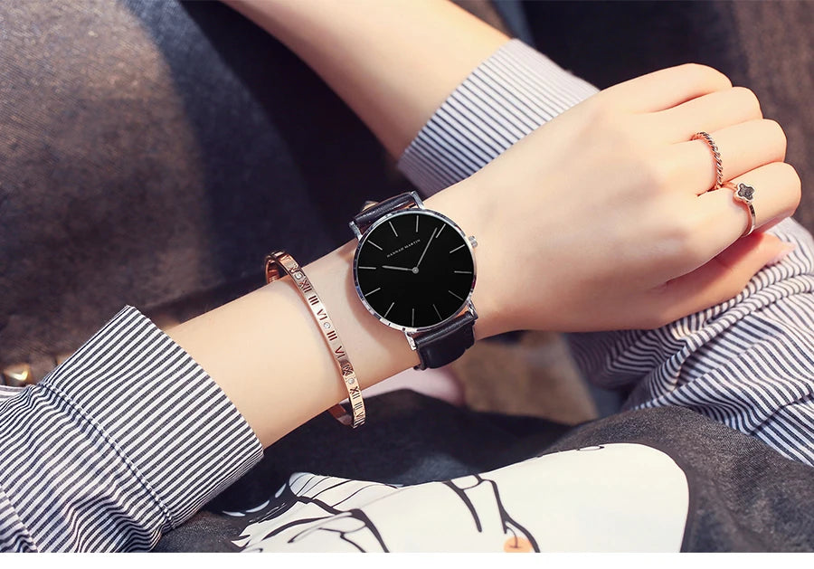 Hannah Martin Hot Fashion Simple Japan Quartz Movement Watch Leather Strap Clock Women Analog Waterproof Wrist watch Reloj Mujer
