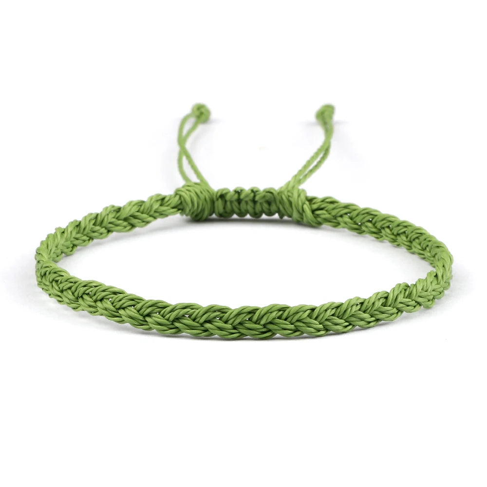 Classic Handmade Braided Bracelets for Women Men Pure Color Waxed Thread Braid Wristband Charm Bracelet Adjustable Jewelry Gifts