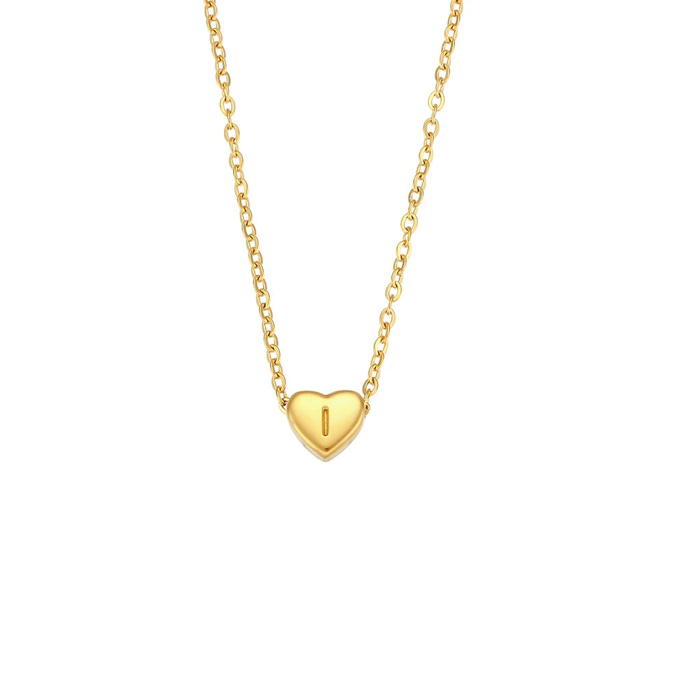 E.B.belle Minimalist Small Love Initial Necklace Jewelry Stainless Steel 18k Gold Plated Mini Heart Letter Pendant Necklace