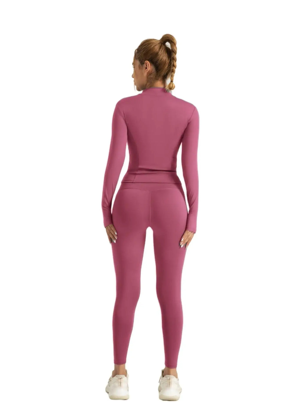 Fitfemme Two-Piece Sports Set - Zip Mock Neck Jacket & Leggings