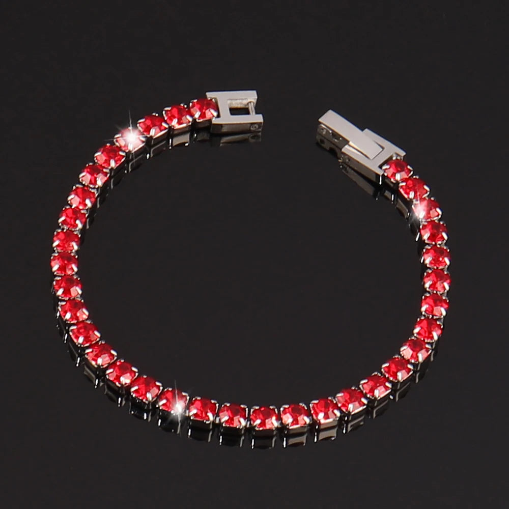 316L 4mm Stainless Steel Bracelet For Women Men's Hip Hop Tennis Chain Bracelets Luxury Color Crystal Zircon Bracelet Jewelry