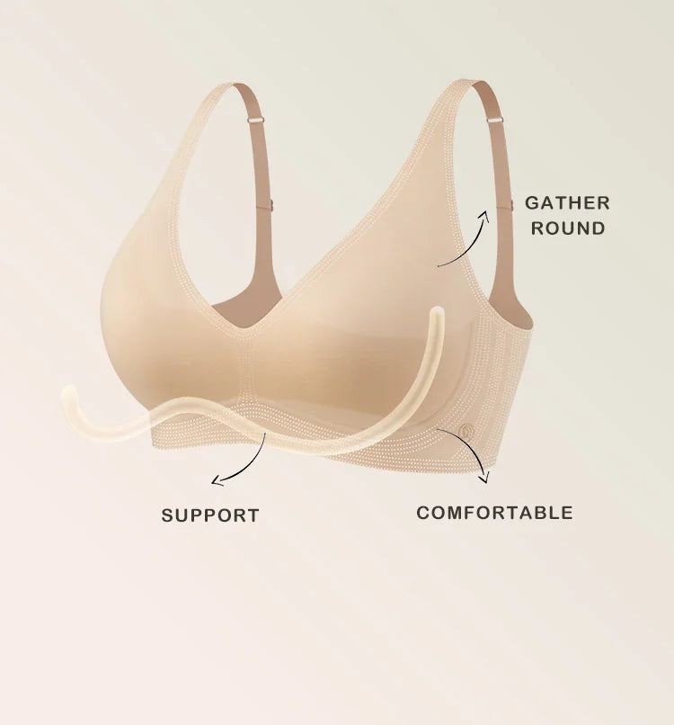 SUJIIN Sexy Push Up Bra - Seamless Wireless V Neck Bralette