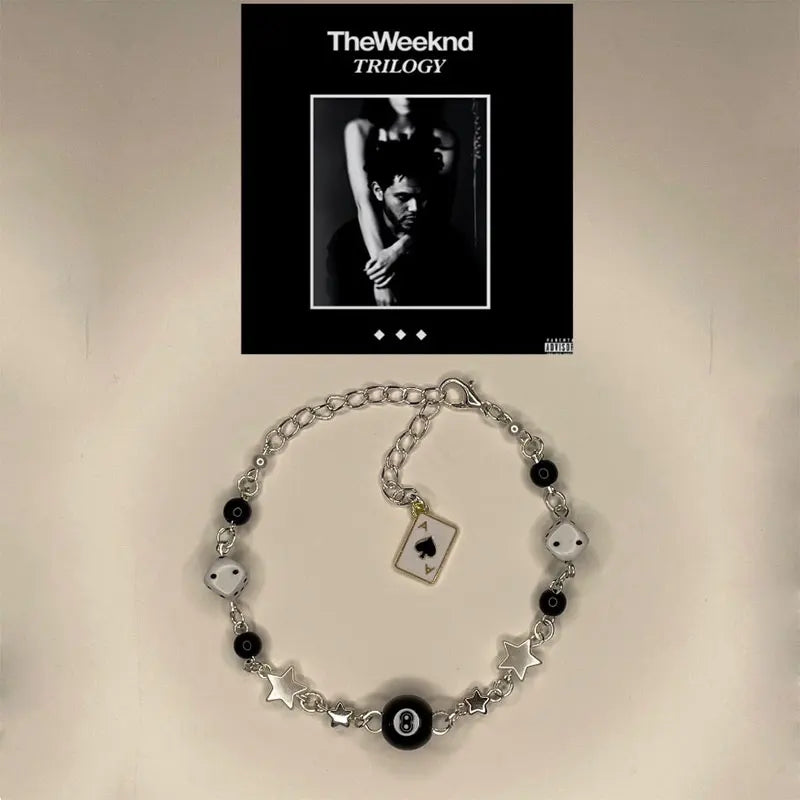 Handmade the weeknd bracelets  No. 8 ball star beaded dice bracelet coquettish y2k gothic