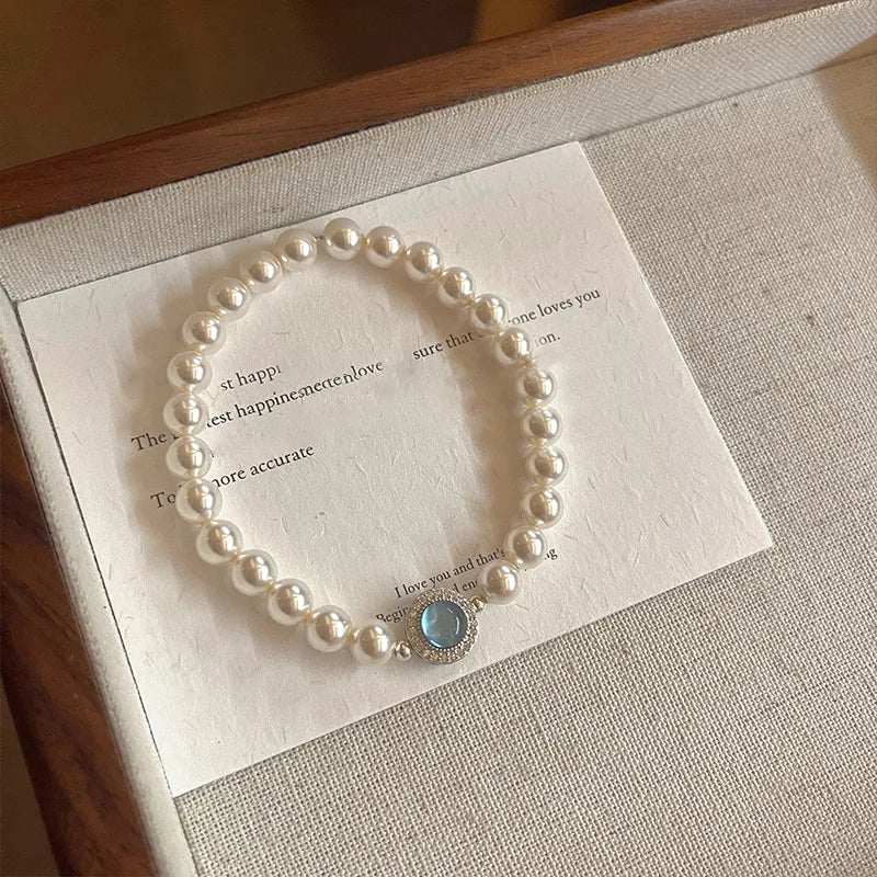 New 925 Silver Geometric Bead Pearl Punk Irregular Asymmetric Adjustable Bracelet For Woman Girl Fashion Jewelry Gift Dropship