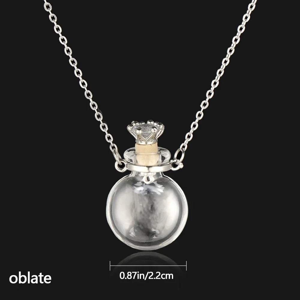 Openable Water Drop Heart Steel Chain Perfume Vial Necklace Wishing Bottle Pendant Essential Oil Diffuser Memorial Jewelry Gifts