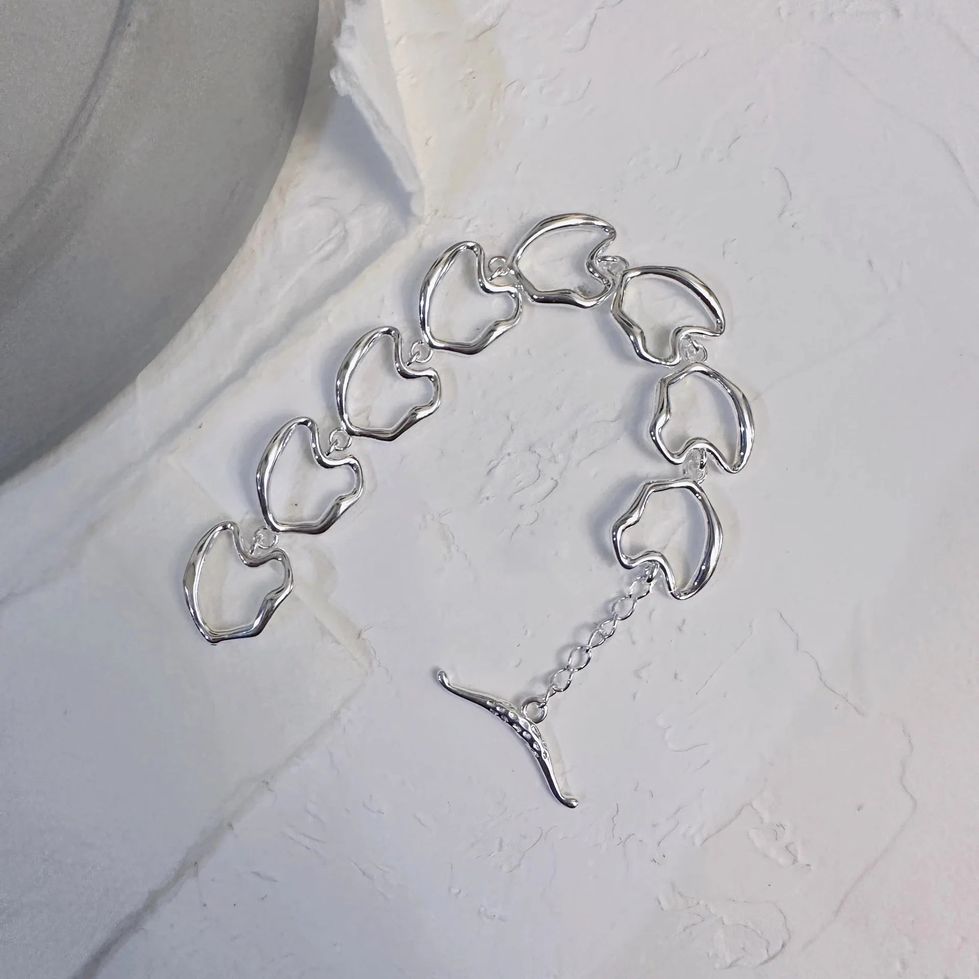 New 925 Silver Geometric Bead Punk Peace of Mind Words Irregular String Bracelet For Woman Girl Fashion Jewelry Gift Dropship
