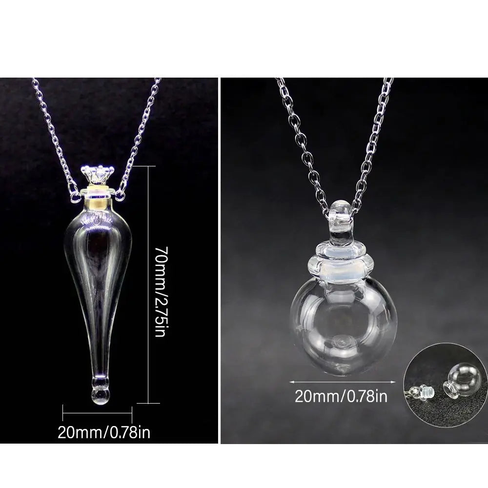 Openable Water Drop Heart Steel Chain Perfume Vial Necklace Wishing Bottle Pendant Essential Oil Diffuser Memorial Jewelry Gifts