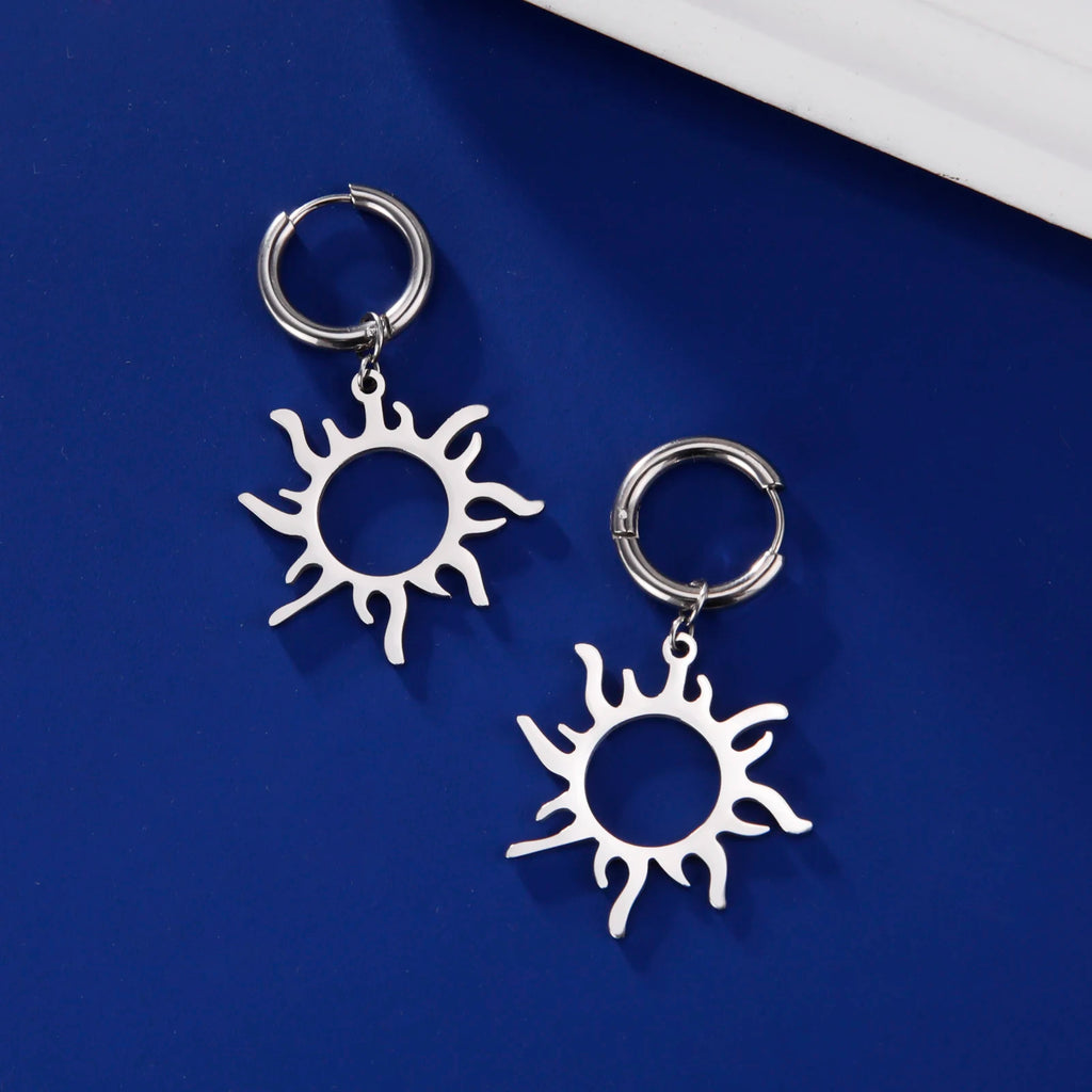 Lucktune Flower Clover Heart Drop Earrings Women Stainless Steel Star Sun Geometry Earrings 2025 New Fashion Kpop Jewelry Gift