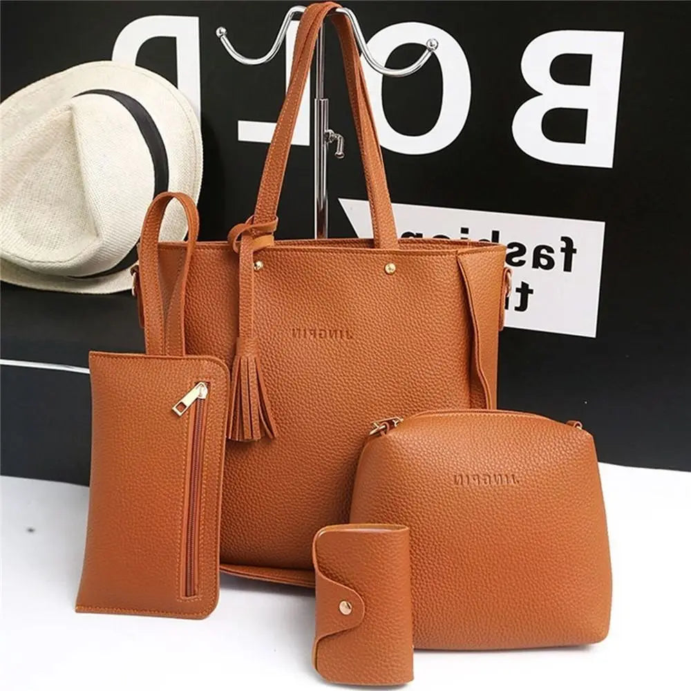 4Pcs/set Leather Crossbody Bags Women Bag Set Pattern Portable Fashion Shoulder Bags Purse Ladies PU Crossbody Bag