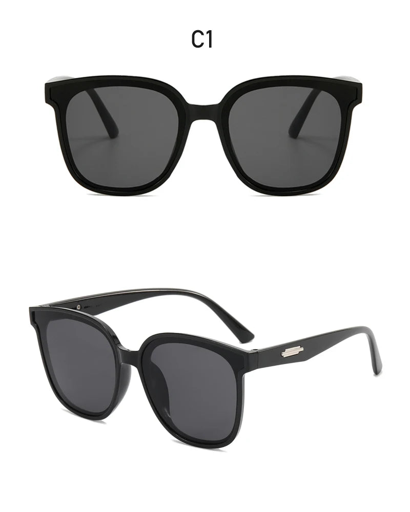 Large Frame Black Face Trimming Sunglasses - Outdoor Travel UV400