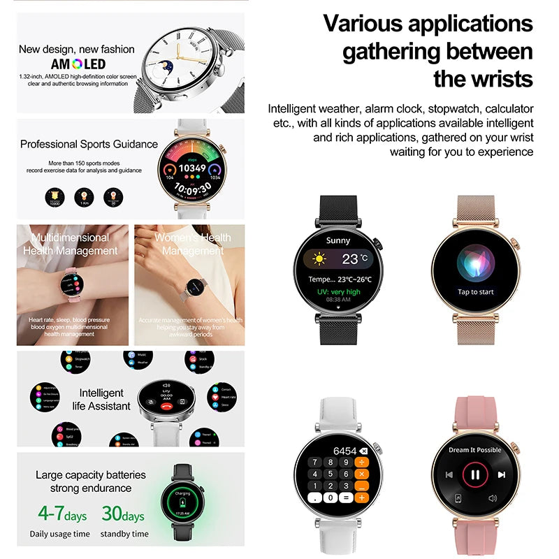 2025 New For Original HUAWEI Watch GT5 Mini Women Smartwatch GPS motion trail NFC 466*466 HD Full screen touch Ladies Smartwatch