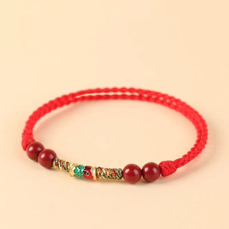 Lucky Red Thread Bracelet Men Women Tibetan Buddhist Lotus Infinity Cinnabar Beads Handmade Braided Rope Bracelets Party Jewelry