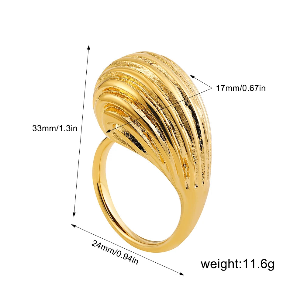 Irregular Geometric Smooth Metal Open Rings for Women Men Statement Thick Dome Finger Ring Adjustable Stainless Steel Jewelry