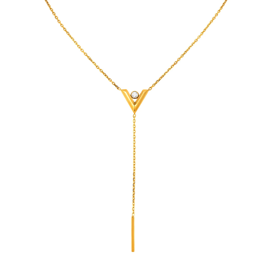 Vnox Women Trendy V Shaped Necklace With Small Pendant, Stainless Steel Y-shaped Necklaces, Jewelry Gifts Wholesale