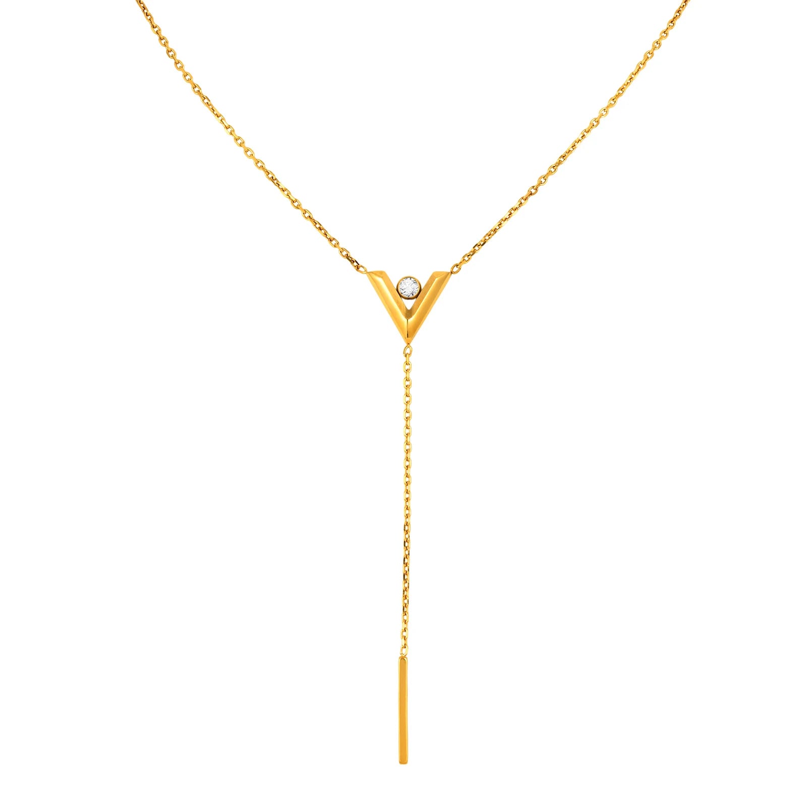 Vnox Women Trendy V Shaped Necklace With Small Pendant, Stainless Steel Y-shaped Necklaces, Jewelry Gifts Wholesale