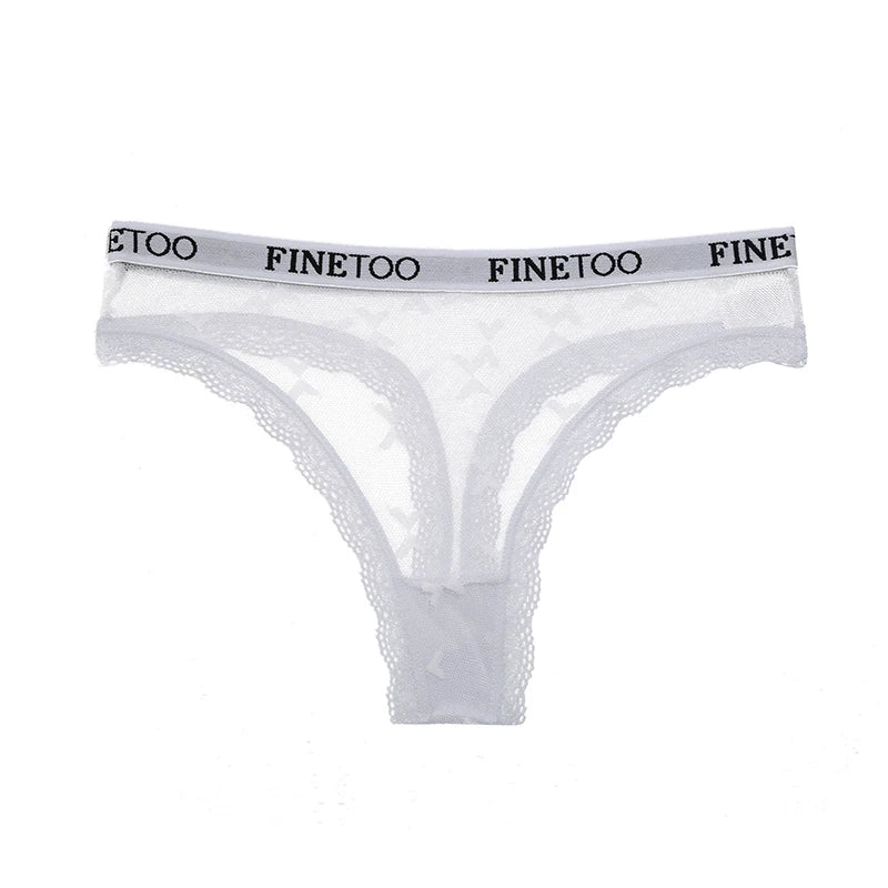 3PCS FINETOO Thong For Women Lace Panties Sexy Women's Thong Low Waist Underwear Solid Comfort Female Underpants Lingerie S-XL