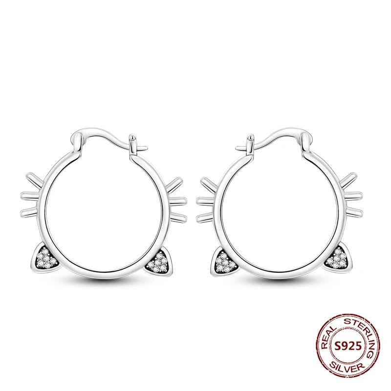 Unicorn Earrings 925 Sterling Silver Original Zircon Elephant Feather Dog Cat Blue Star Small Earrings For Women Jewelry Gift