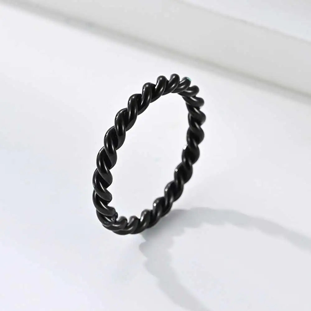 3mm Twisted Stainless Steel Ring - Unisex Wedding Band Sizes 5-12