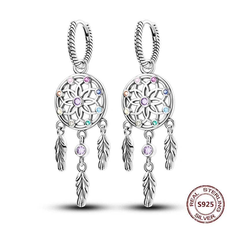 Unicorn Earrings 925 Sterling Silver Original Zircon Elephant Feather Dog Cat Blue Star Small Earrings For Women Jewelry Gift