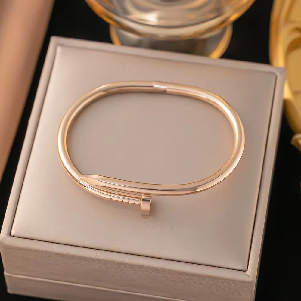 Hip hop style personality fashion interesting design curved nail stainless steel bracelet men's women's jewelry