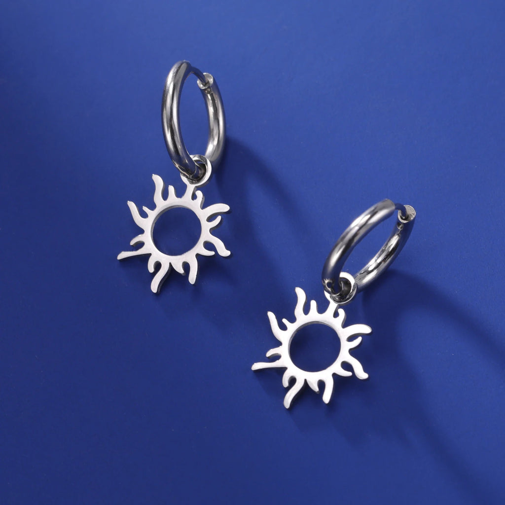 Lucktune Flower Clover Heart Drop Earrings Women Stainless Steel Star Sun Geometry Earrings 2025 New Fashion Kpop Jewelry Gift