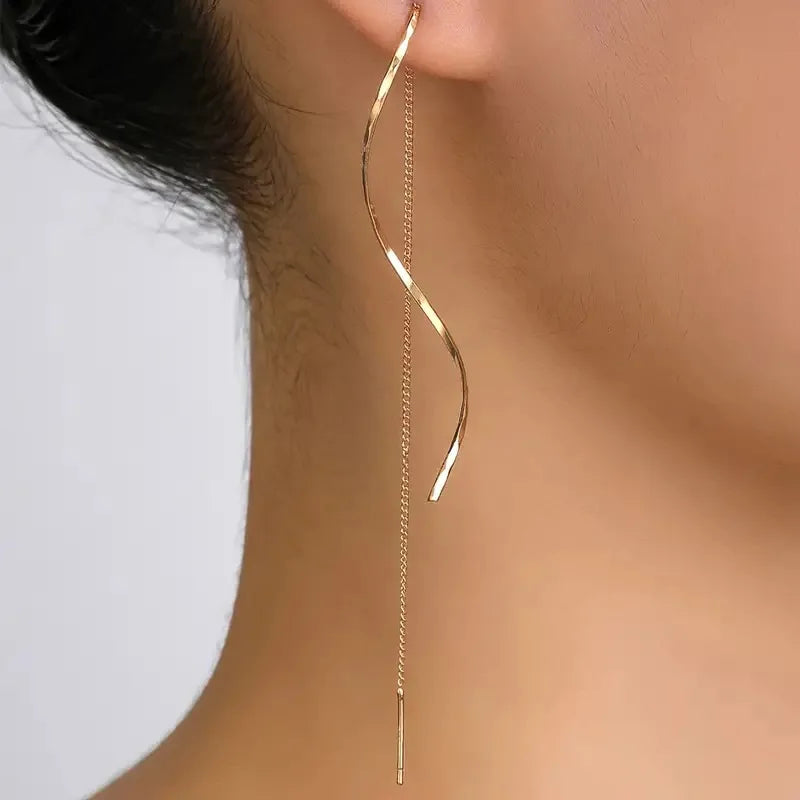 French Luxury Sweet Romantic Long Zircon Tassel Twisted Earrings for Women Temperament Wedding  Banquet Jewelry Gift