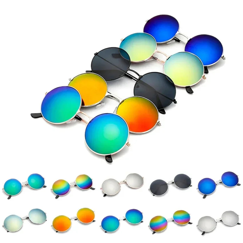FOENIXSONG Round Pilots Sunglasses - Vintage Silver Gold Black Unisex