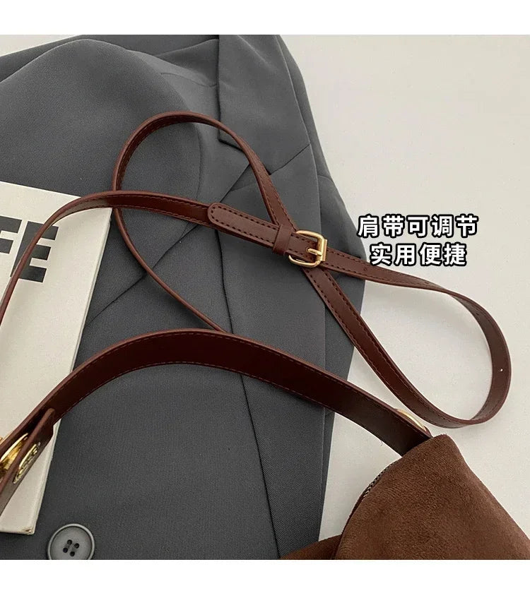 Large Capacity PU 2024 High Quality Shoulder Bag Zipper Solid Popular Fashion Handbag Soft Versatile Commuting Crossbody Bag