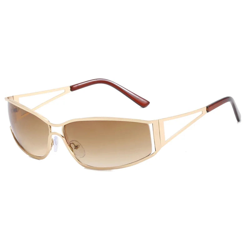 Y2K Oversized Steampunk Sunglasses - Designer Gradient Mirror Eyewear