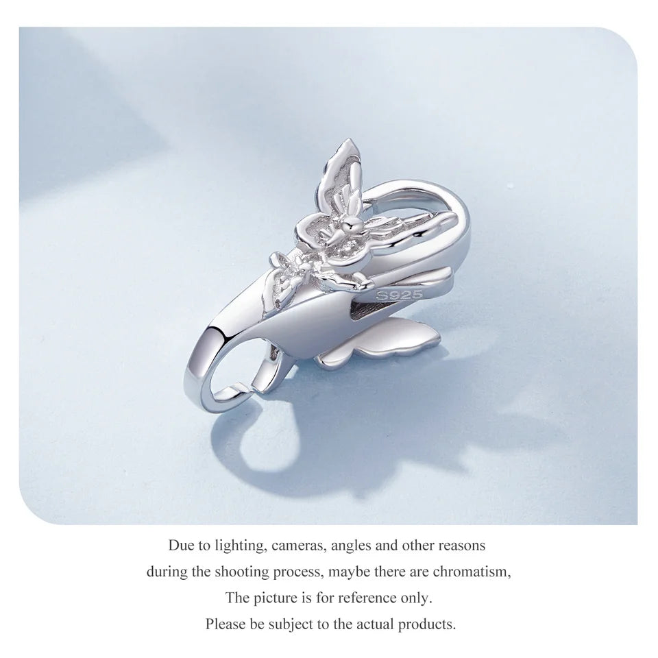 WOSTU Real 925 Sterling Silver Basic Snake Bangle Bracelet Butterfly Flower Closure Buckle For DIY Charms Bead Jewelry Make Gift