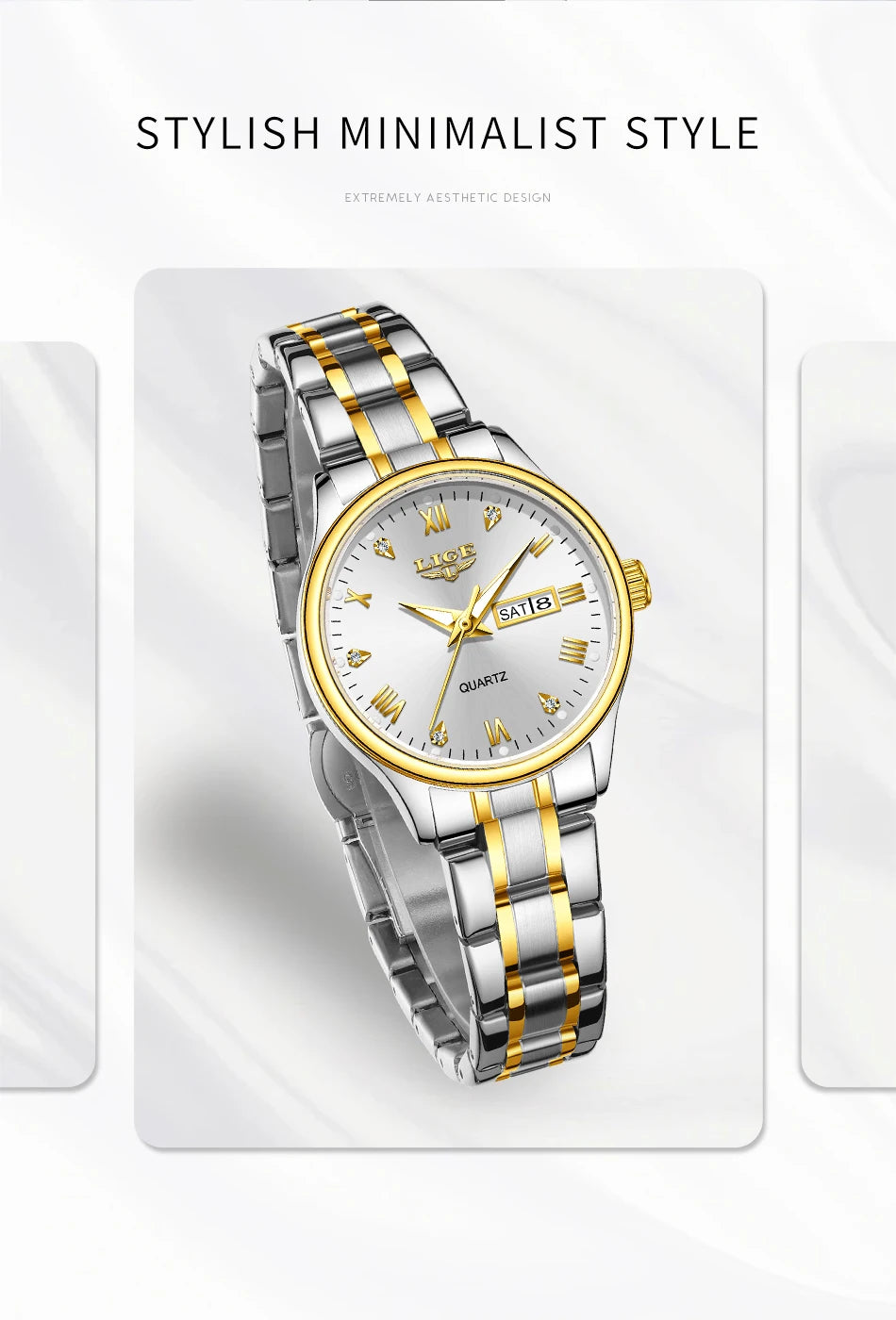 LIGE Women Wrist Watch Original Watches for Ladies Waterproof Stainless Steel Luxury Quartz Woman Wristwatch Diamond Dial Clock