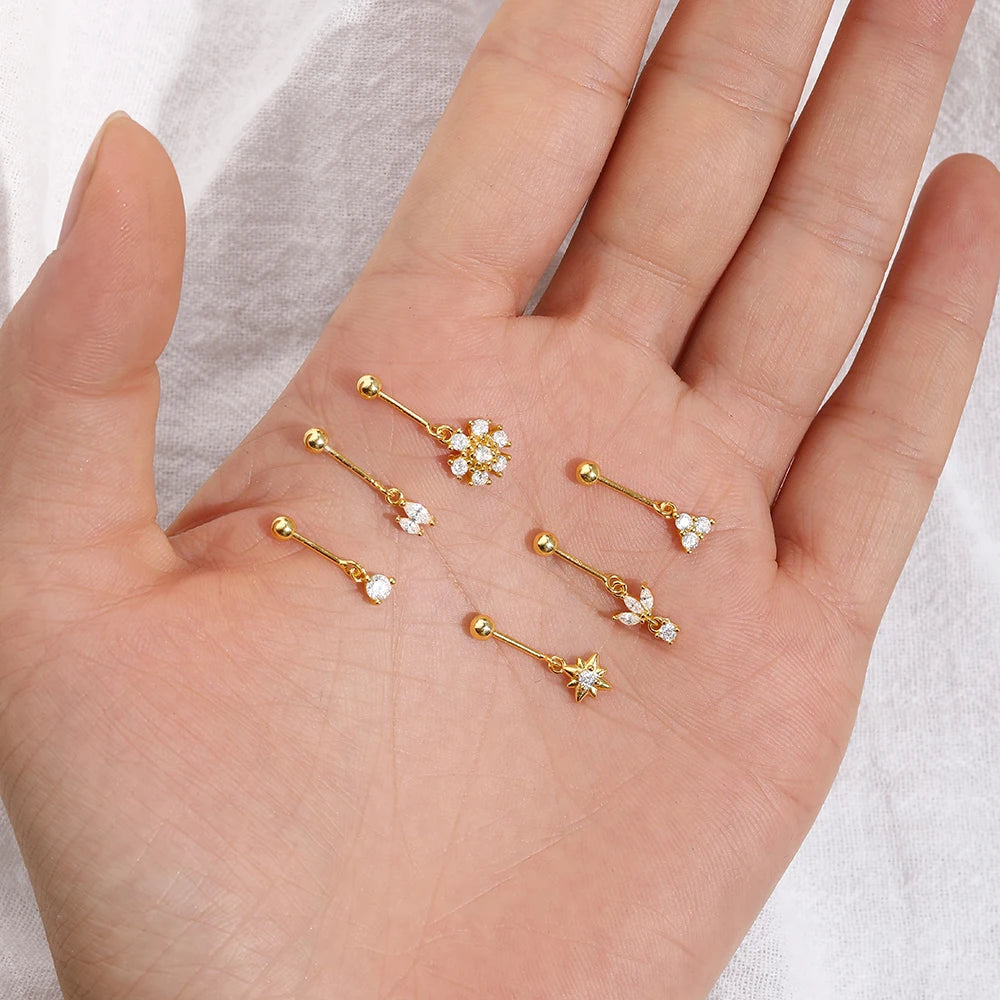 Aide 925 Sterling Silver 1piece Silver Color Thread Labret Upper Stud Earrings Cartilage Tragus Helix Piercing Studs Jewelry