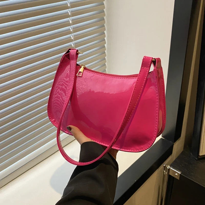 Retro Solid Color PU Leather Shoulder Underarm Bag Women's Fashion Handbags Casual Purses and Handbag Ladies Hand Bags