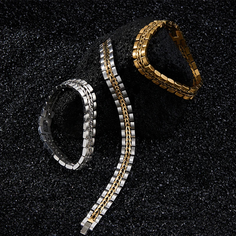 ROXI  | 2025 Stainless Steel Cuban Bracelet for Men Luxury Charm Party Jewelry Gold Plated Original Design Dropshipping
