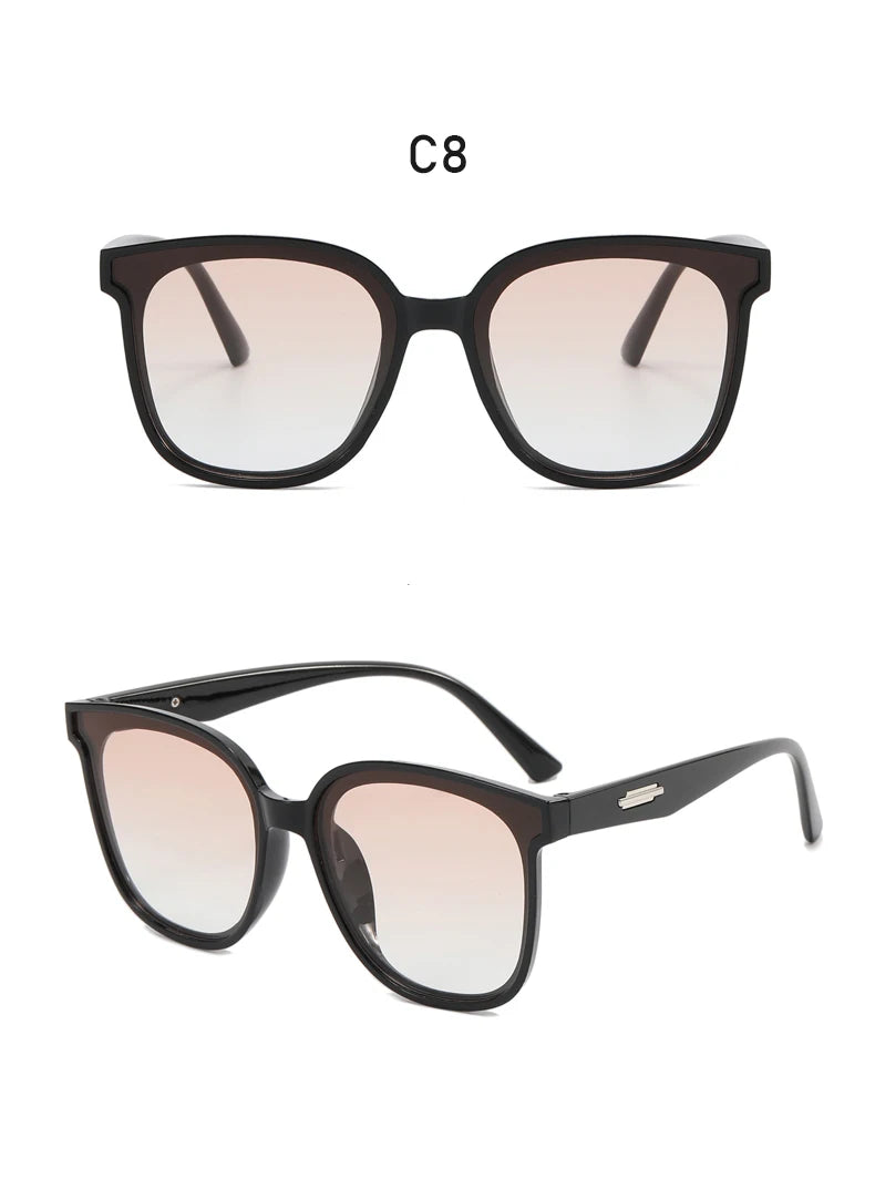 Large Frame Black Face Trimming Sunglasses - Outdoor Travel UV400