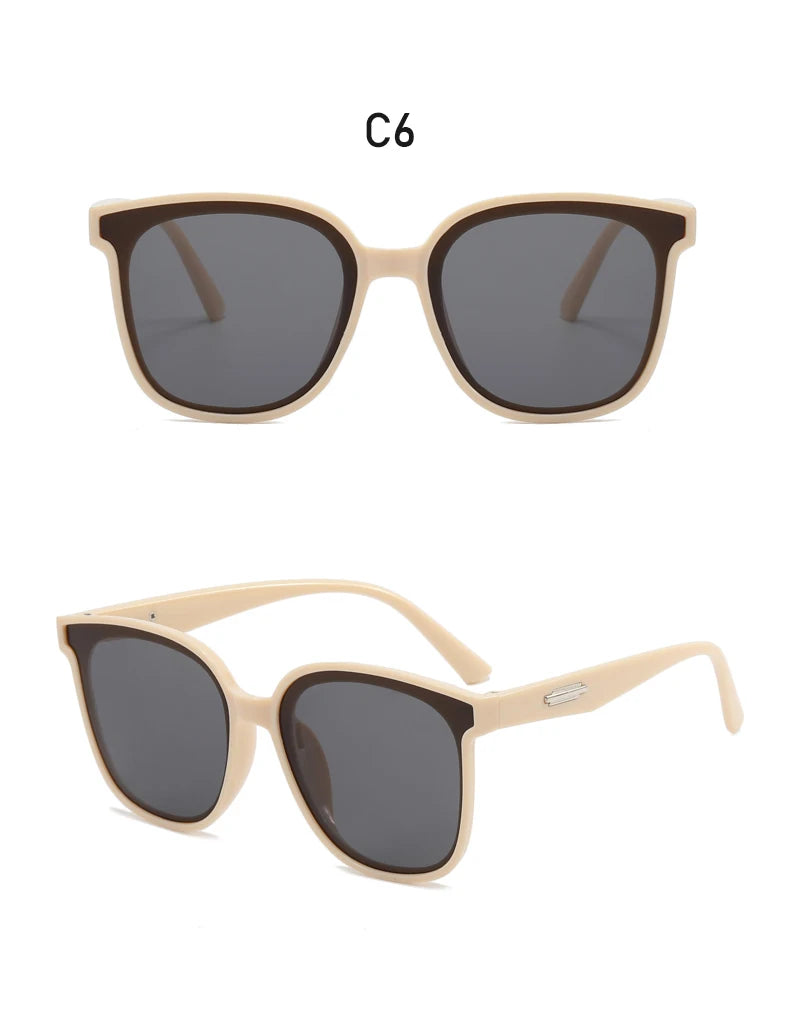 Large Frame Black Face Trimming Sunglasses - Outdoor Travel UV400