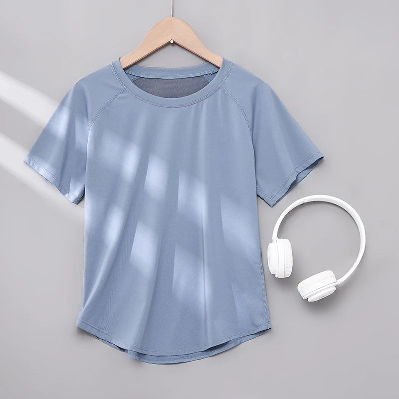 DRUR Yoga Tops - Quick Dry Short Sleeve Workout T-Shirt